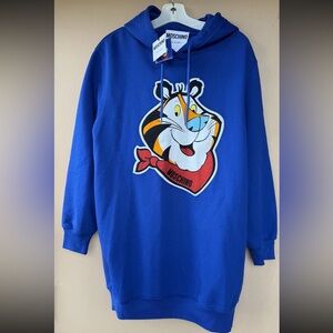Moschino Kellogg’s Tony The Tiger Graphic Hoodie Dress Blue Size 4 NWT